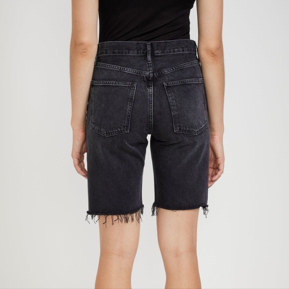 Agolde 90s Mid Rise Loose Jean Shorts Fallen Black - Picture 3 of 12